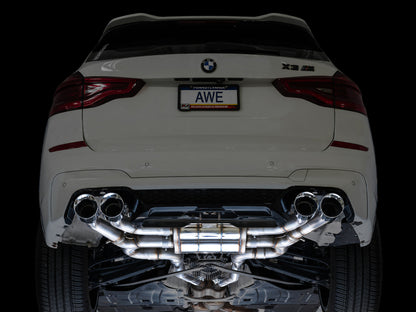 AWE Tuning 20-25 BMW X3 M/M Comp (F97) AWD SwitchPath Axle-Back Exhaust - Chrome Silver Tips