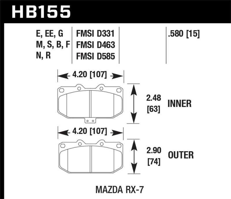 Hawk Performance Hawk 93-95 Mazda RX-7 HPS Street Front Brake Pads