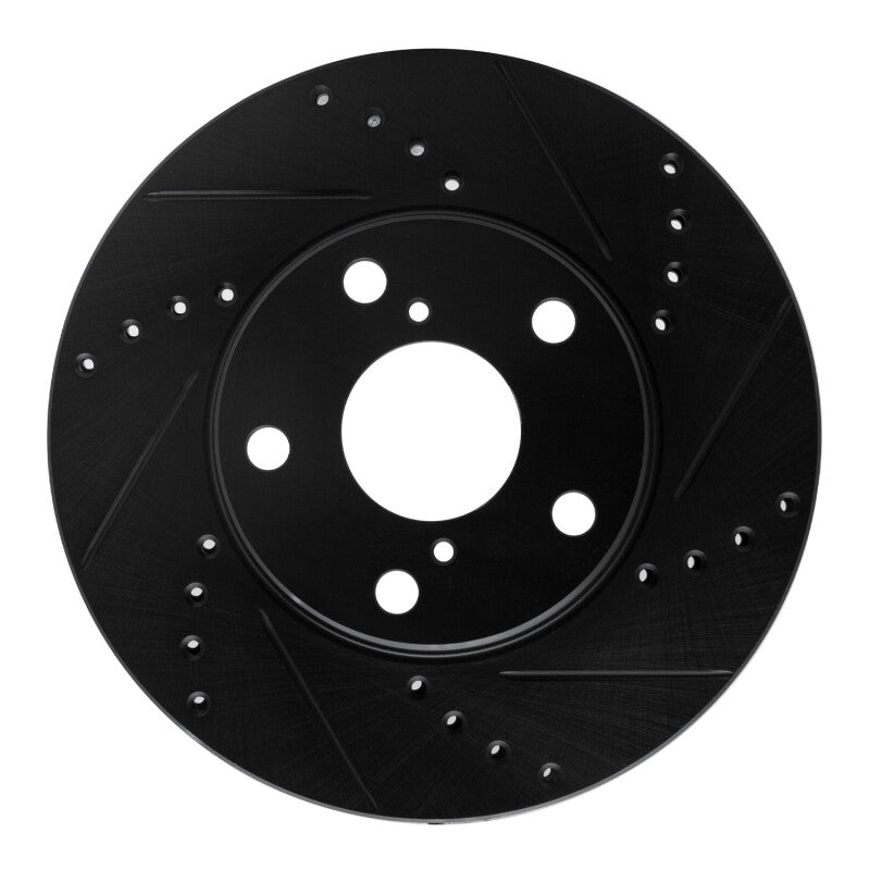 R1 Concepts R1 01-05 Toyota RAV4 Front Right Drilled & Slotted Black Brake Rotor