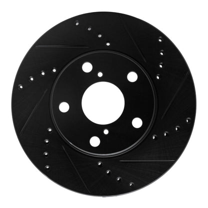 R1 Concepts R1 01-05 Toyota RAV4 Front Right Drilled & Slotted Black Brake Rotor