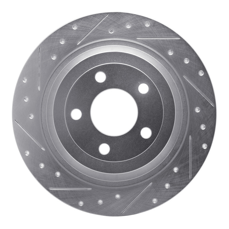 R1 Concepts R1 15-23 Ford Mustang Rear Left Drilled & Slotted Silver Brake Rotor