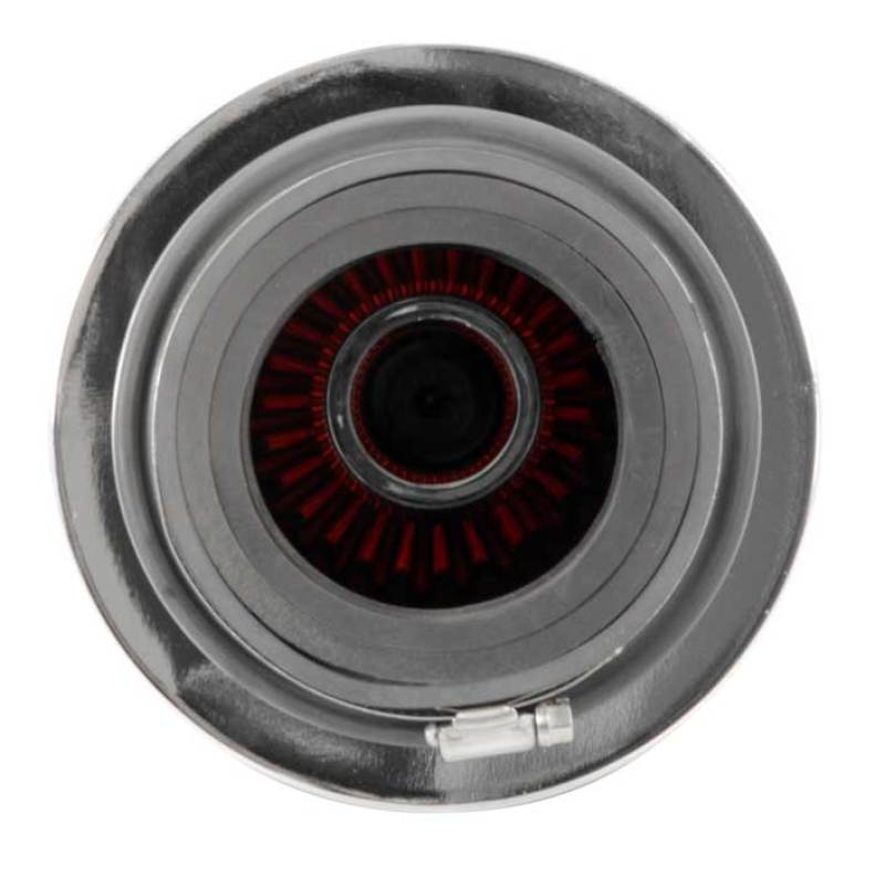 K&N Engineering K&N Universal Air Filter Chrome Round Tapered Red - 4in Flange ID x 1.125in Flange Length x 9.5in H