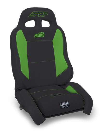 PRP Seats PRP EnduroCrawl Reclining Suspension Seat - Black/Green Vinyl - Passenger