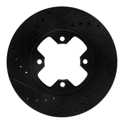 R1 Concepts R1 79-83 Nissan 280ZX Front Left Drilled & Slotted Black Brake Rotor