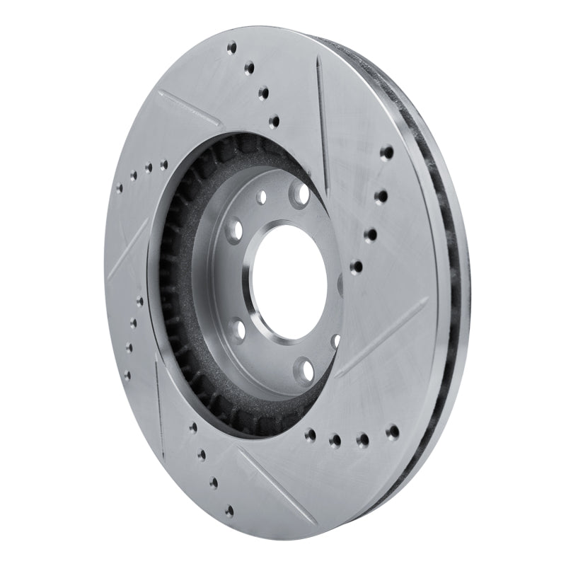 R1 Concepts R1 07-12 Mazda CX-7 Front Left Drilled & Slotted Silver Brake Rotor