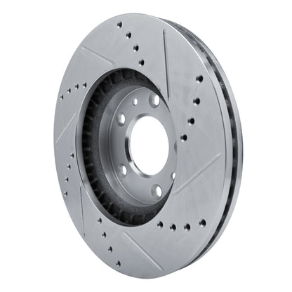 R1 Concepts R1 07-12 Mazda CX-7 Front Left Drilled & Slotted Silver Brake Rotor