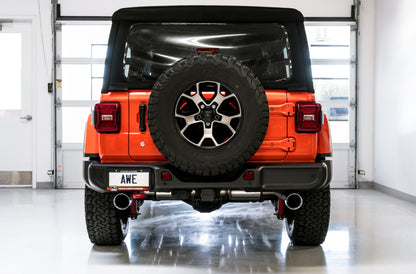 AWE Tuning 2018+ Jeep Wrangler JL/JLU Tread Edition Axle-Back Dual Exhaust - Chrome Silver Tips