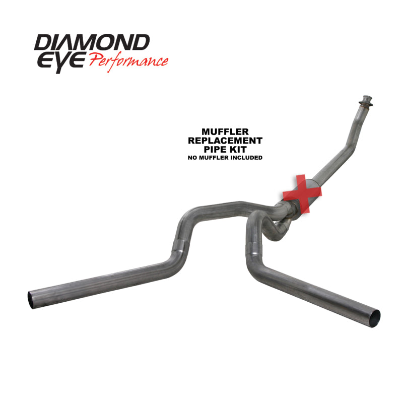 Diamond Eye Performance Diamond Eye KIT 4in Turbo Back MFLR RPLCMENT PIPE DUAL SS: 94-02 DODGE CUMMINS 5.9L