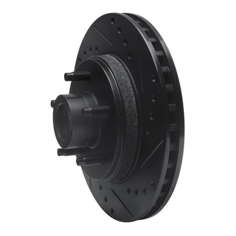 R1 Concepts R1 87-92 Lincoln Continental Front Right Drilled & Slotted Black Brake Rotor