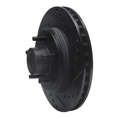 R1 Concepts R1 87-92 Lincoln Continental Front Right Drilled & Slotted Black Brake Rotor