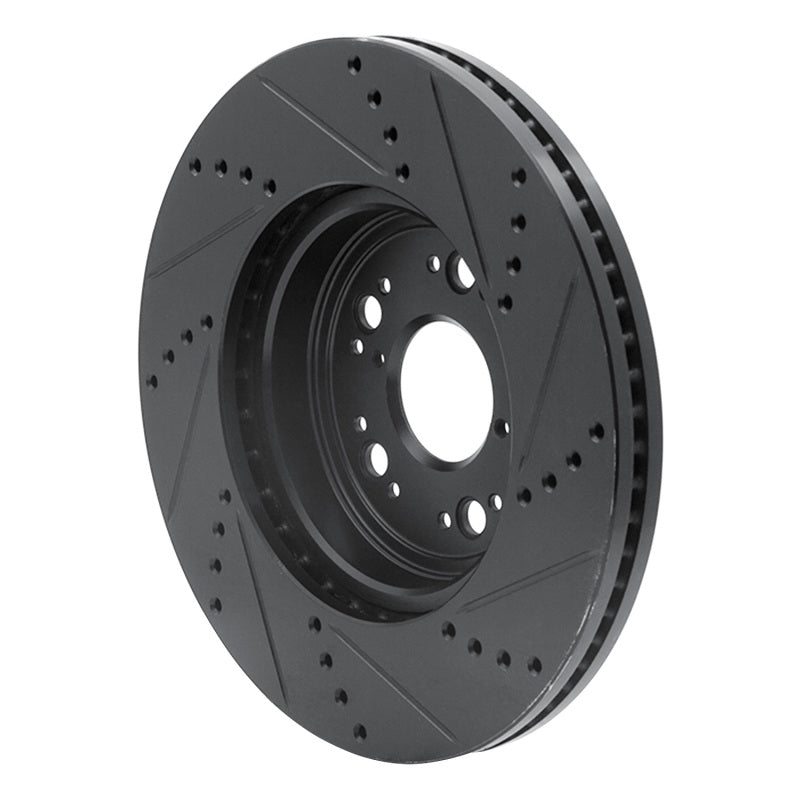 R1 Concepts R1 95-00 Lexus LS400 Front Left Drilled & Slotted Black Brake Rotor