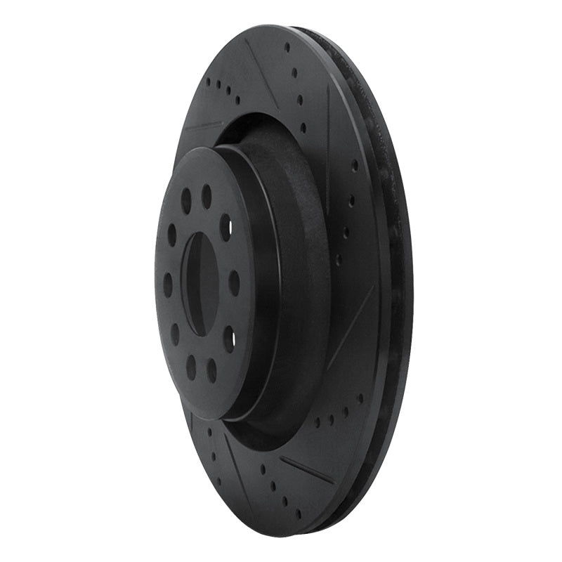 R1 Concepts R1 2017-2024 Maserati Ghibli Rear Right Drilled & Slotted Black Brake Rotor