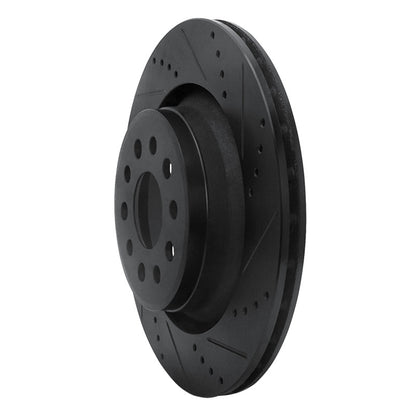 R1 Concepts R1 2017-2024 Maserati Ghibli Rear Right Drilled & Slotted Black Brake Rotor