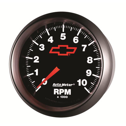 AutoMeter Gauge Tachometer 3-3/8in. 10K RPM In-Dash Chevy Red Bowtie Black
