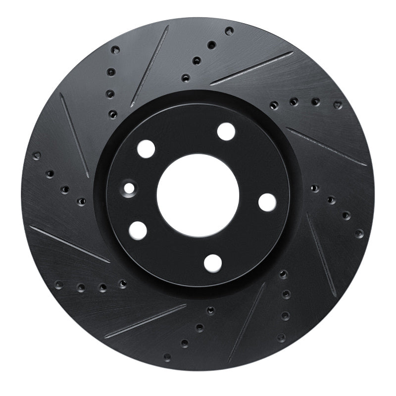 R1 Concepts R1 14-19 Chevrolet Corvette Front Left Drilled & Slotted Black Brake Rotor
