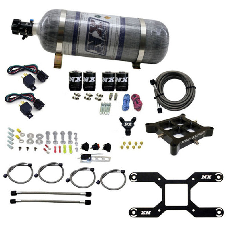 Nitrous Express Dry Quad Stage Billet Crossbar Plate System 100-2000hp (4150Flange) w/12lb Bottle
