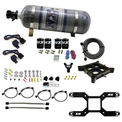 Nitrous Express Dry Quad Stage Billet Crossbar Plate System 100-2000hp (4150Flange) w/12lb Bottle