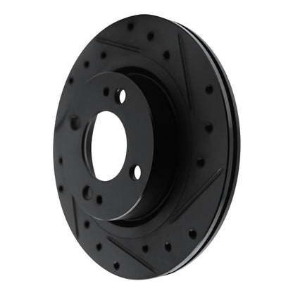 R1 Concepts R1 16-25 Dodge Attitude (Mexico) Front Right Drilled & Slotted Black Brake Rotor