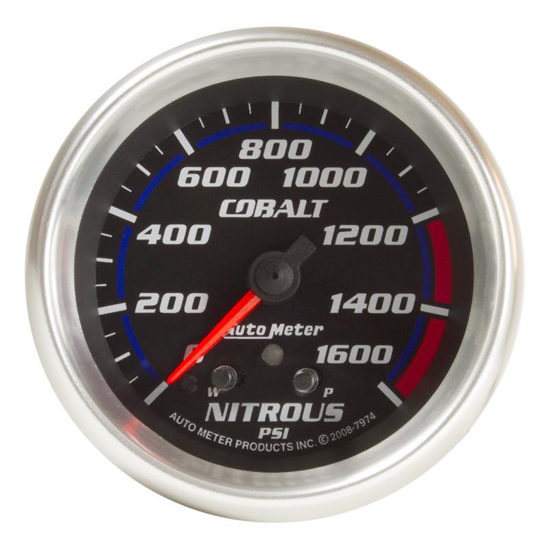 AutoMeter Gauge Nitrous Press 2-5/8in. 1600PSI Stepper Motor W/ Peak & Warn Cobalt