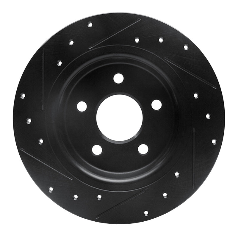R1 Concepts R1 04-13 Volvo V50 Rear Right Drilled & Slotted Black Brake Rotor