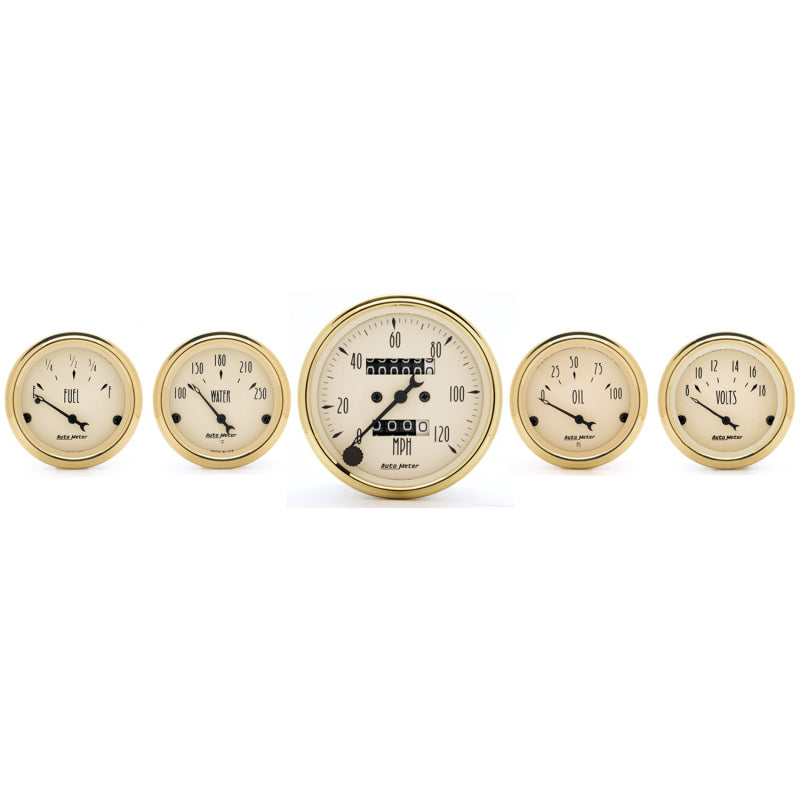 Autometer Golden Oldies 5 piece Kit (Mech Speed/Elec Oil Press/Water Temp/Volt/Fuel Level)