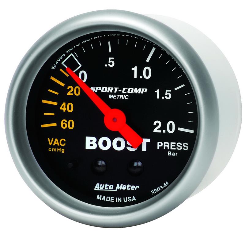 Autometer Sport-Comp 52mm 60cm/HG -2.0 Bar Mechanical Boost Gauge