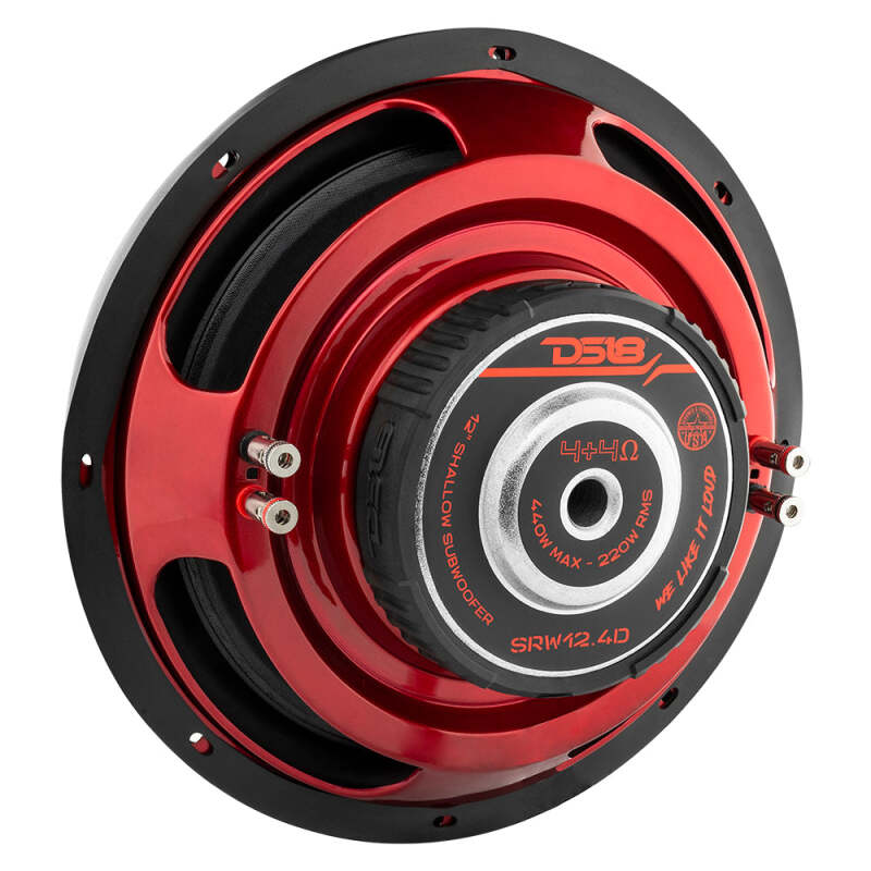 DS18 12in 220 Watts RMS 4 ohm DVC Shallow Mount Subwoofer