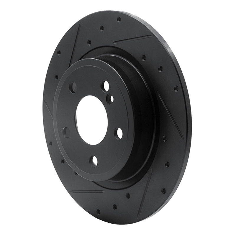R1 Concepts R1 14-20 Infiniti QX30 Rear Left Drilled & Slotted Black Brake Rotor
