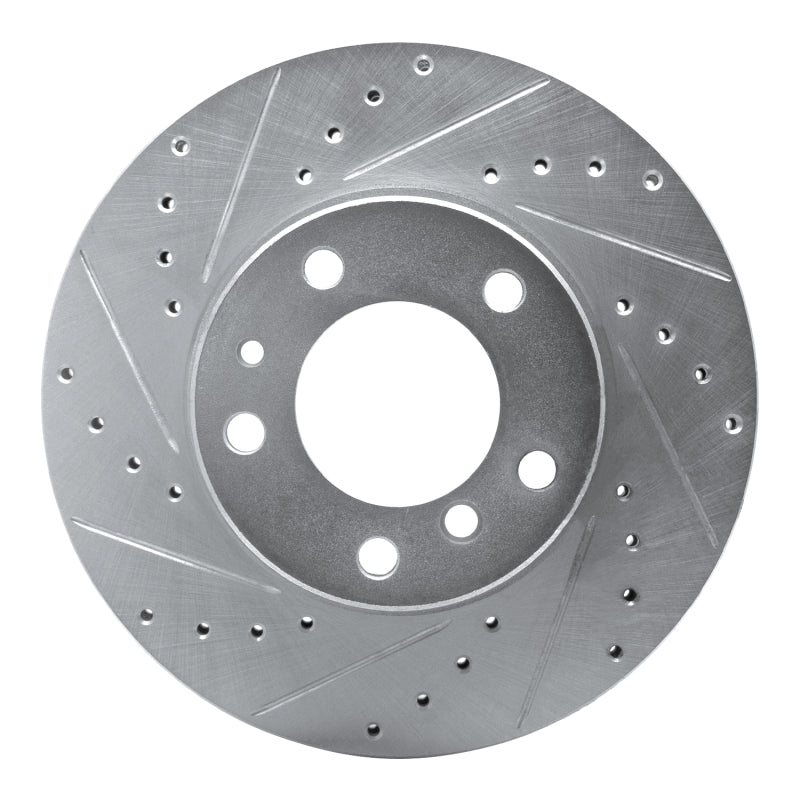R1 Concepts R1 89-95 BMW 525IT Front Left Drilled & Slotted Silver Brake Rotor