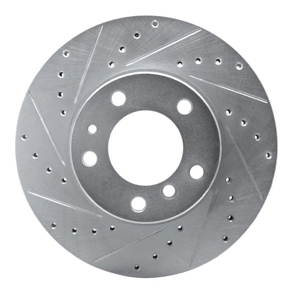 R1 Concepts R1 89-95 BMW 525IT Front Left Drilled & Slotted Silver Brake Rotor