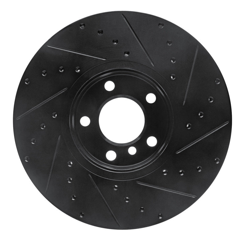 R1 Concepts R1 07-19 BMW X6 Front Left Drilled & Slotted Black Brake Rotor