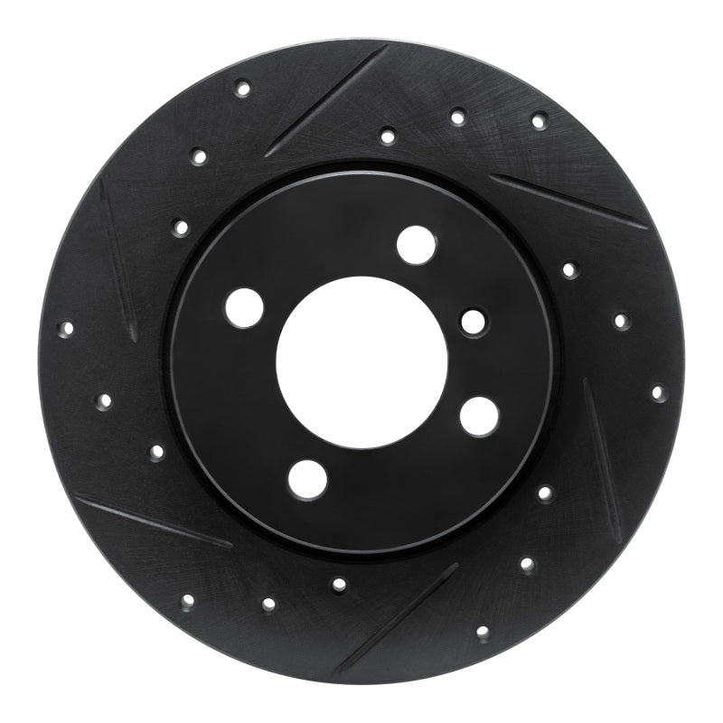 R1 Concepts R1 84-85 BMW 318I Front Left Drilled & Slotted Black Brake Rotor