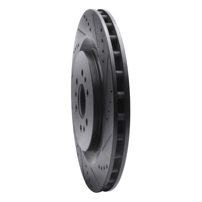 R1 Concepts R1 04-11 Cadillac CTS Rear Right Drilled & Slotted Black Brake Rotor