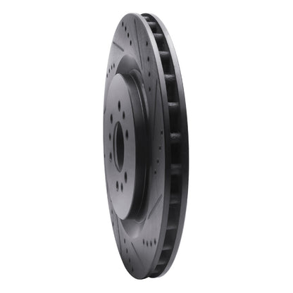 R1 Concepts R1 04-11 Cadillac CTS Rear Right Drilled & Slotted Black Brake Rotor