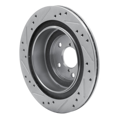 R1 Concepts R1 05-09 Subaru Impreza Rear Right Drilled & Slotted Silver Brake Rotor