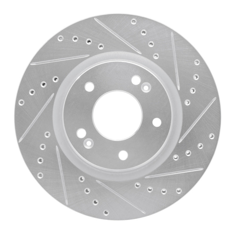 R1 Concepts R1 2020-2025 Hyundai Elantra Front Right Drilled & Slotted Silver Brake Rotor
