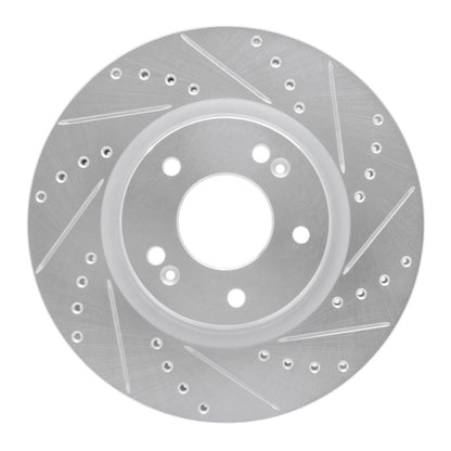 R1 Concepts R1 2020-2025 Hyundai Elantra Front Right Drilled & Slotted Silver Brake Rotor
