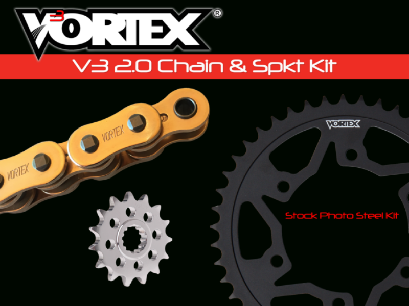 Vortex Racing V3 2.0 Chain and Sprocket Kit 3272-15,245AK-45,G520SX3-120- Gold