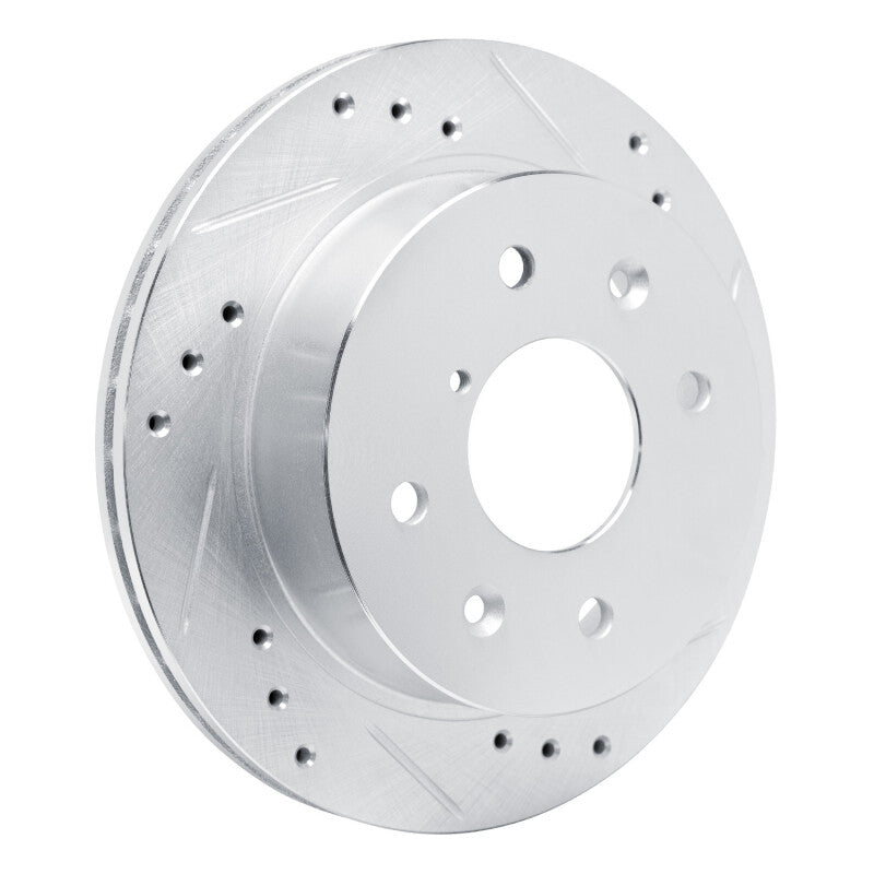 R1 Concepts R1 84-85 Mazda RX-7 Rear Right Drilled & Slotted Silver Brake Rotor