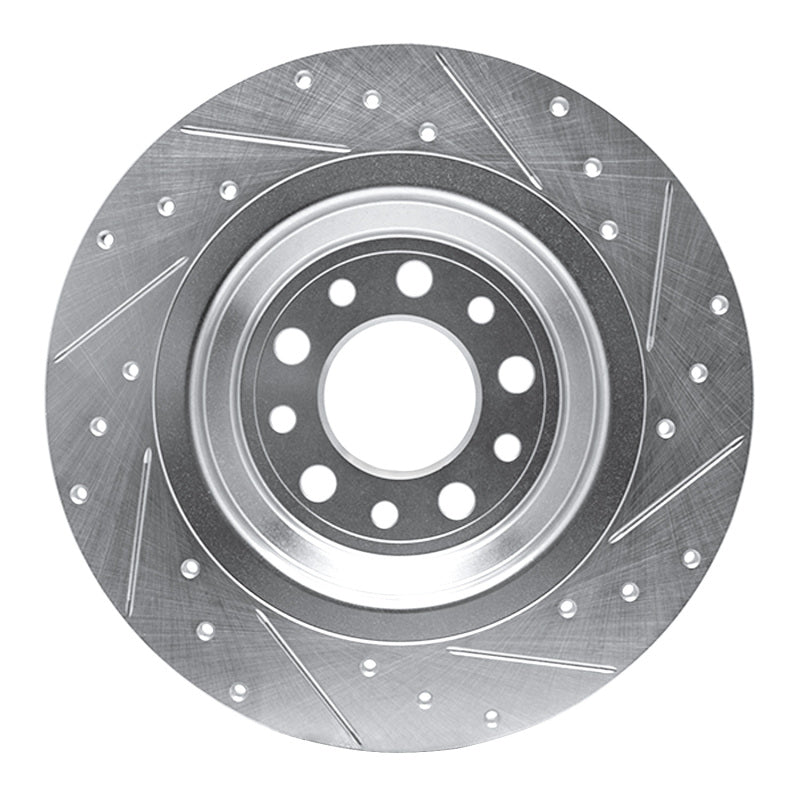 R1 Concepts R1 14-23 Jeep Cherokee Rear Left Drilled & Slotted Silver Brake Rotor