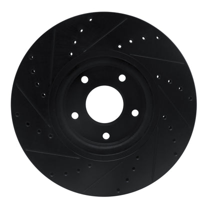 R1 Concepts R1 07-17 Nissan Sentra Front Right Drilled & Slotted Black Brake Rotor