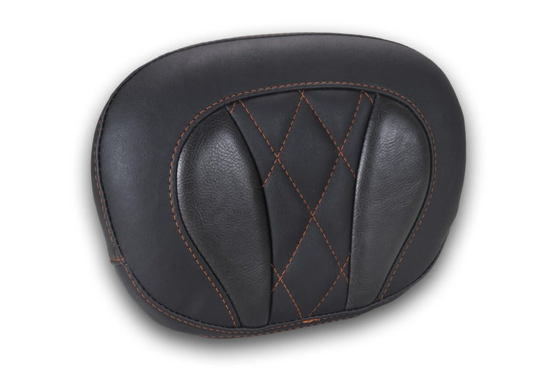 Mustang Motorcycle Mustang Deluxe Diamond Touring Sissy Bar Pad Black w/Mandarin Orange Thread