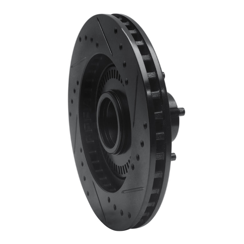 R1 Concepts R1 87-92 Lincoln Mark VII Front Left Drilled & Slotted Black Brake Rotor