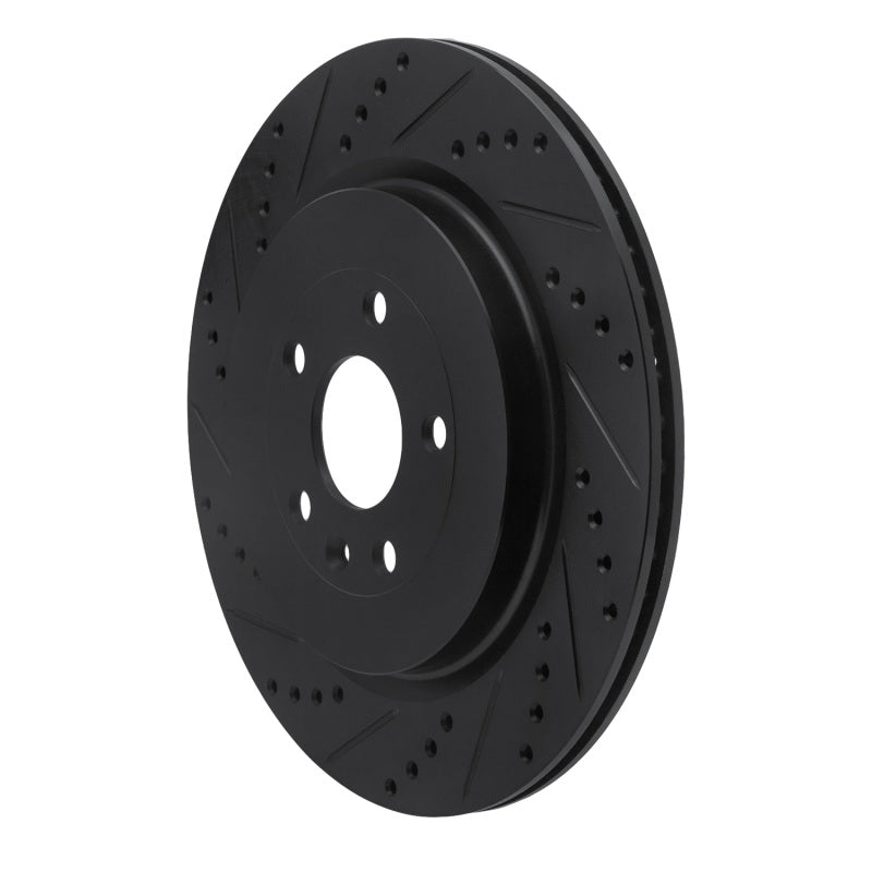R1 Concepts R1 13-19 Ford Police Interceptor Sedan Rear Left Drilled & Slotted Black Brake Rotor