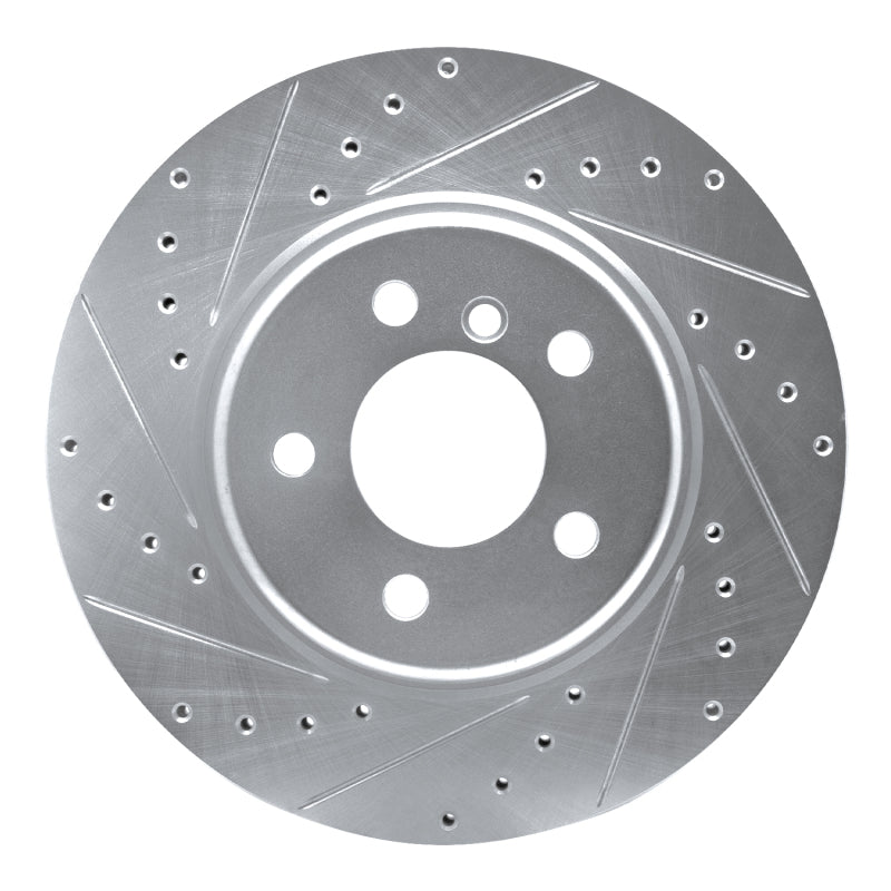 R1 Concepts R1 11-16 BMW 528I xDrive Front Left Drilled & Slotted Silver Brake Rotor