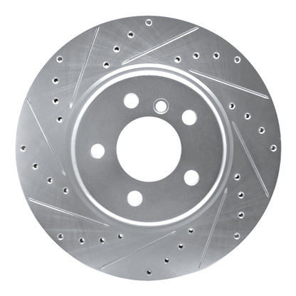 R1 Concepts R1 11-16 BMW 528I xDrive Front Left Drilled & Slotted Silver Brake Rotor