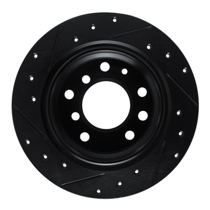 R1 Concepts R1 69-81 BMW BAVARIA Rear Right Drilled & Slotted Black Brake Rotor