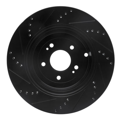 R1 Concepts R1 10-16 Hyundai Genesis Coupe Rear Right Drilled & Slotted Black Brake Rotor