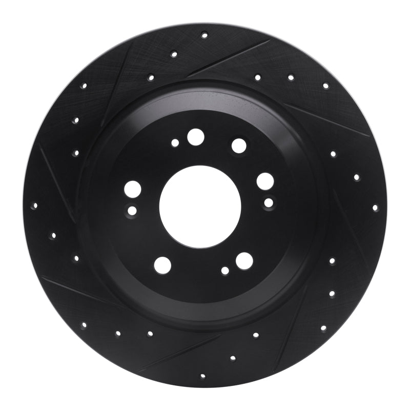 R1 Concepts R1 09-14 Acura TL Rear Left Drilled & Slotted Black Brake Rotor