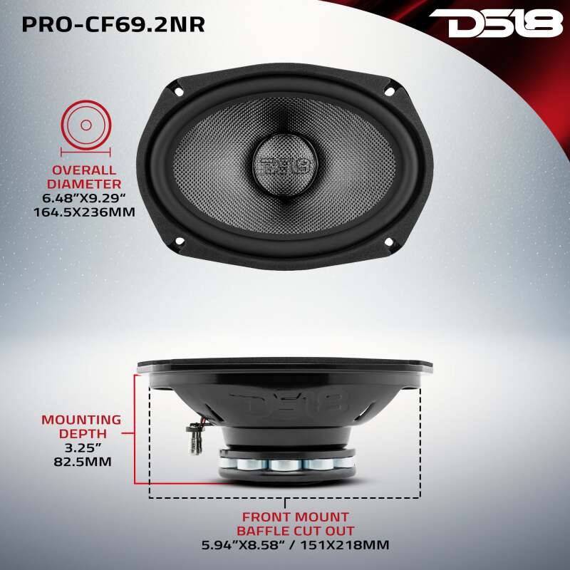 DS18 6x9in 300 Watts RMS 2 ohm Mid-Bass Loudspeaker Neodymium